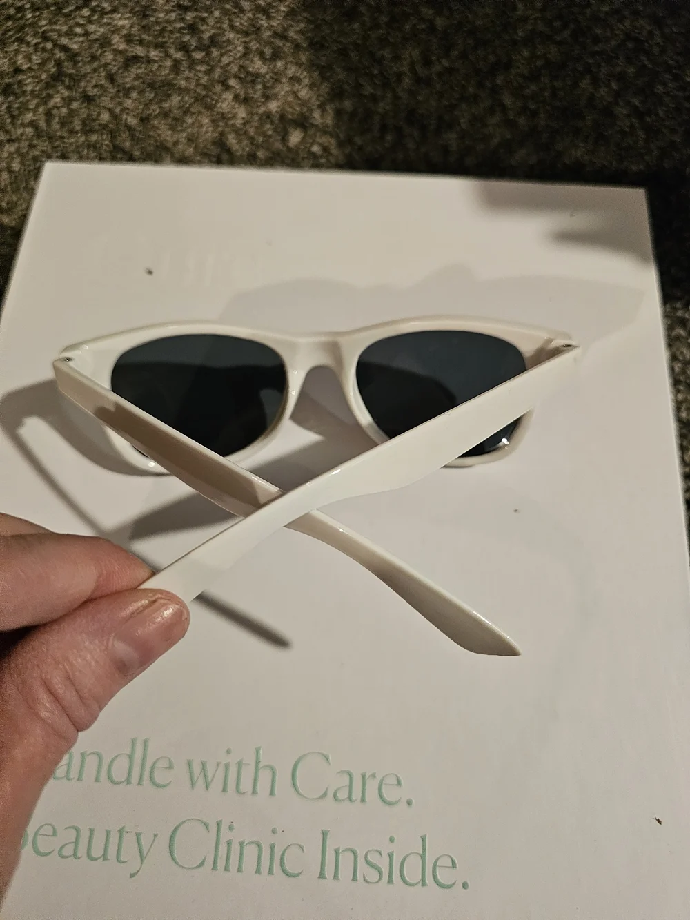 Men's White Sunglasses with Black Lenses